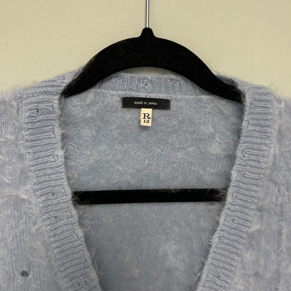 R13 Japanese Brushed Cashmere Cardigan - Light Blue. Size medium - Picture 10 of 14